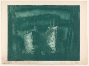 Twee barken door Harry van Mook (signed by artist)