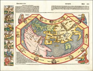 1493 wereldkaart door Hartmann Schedel