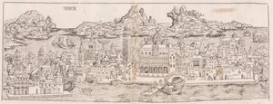 1930 herdruk van het uitzicht op Venetië uit de Neurenbergse kroniek (bijgesneden) door Hartmann Schedel