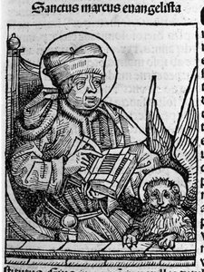 Afbeelding van de evangelist Sint Marcus. Gravure uit 
