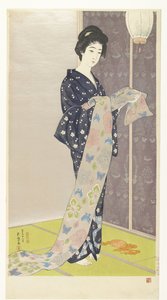 Jonge vrouw in een zomer kimono door Hashiguchi Goyô