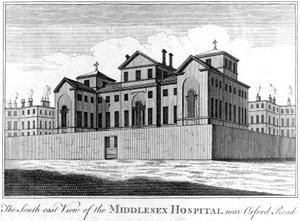 Het Zuidoostelijke Uitzicht van het Middlesex Ziekenhuis, 1745