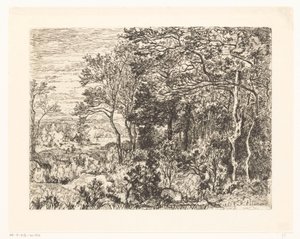 Figuren aan de rand van een bos door Hector Allemand