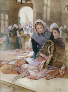 Vrouwen op de Vismarkt, Boulogne door Hector Caffieri