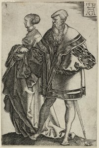 Dansend Paar, plaat drie uit De Grote Bruiloft-Dansers door Heinrich Aldegrever
