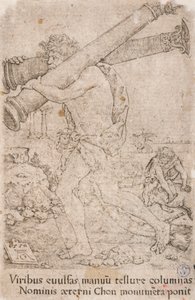 Hercules draagt de zuilen van Gades, uit de serie:  De Werken van Hercules (12)