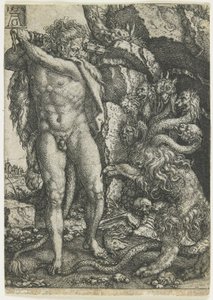 Hercules Vernietigt de Lernaeaanse Hydra, 1550 door Heinrich Aldegrever