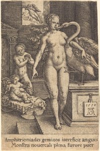 Hercules als kind door Heinrich Aldegrever