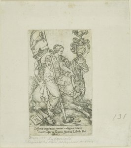 Lust, uit Deugden en Ondeugden door Heinrich Aldegrever
