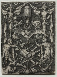 Ornamentontwerp met een vleermuis in het midden, 1550