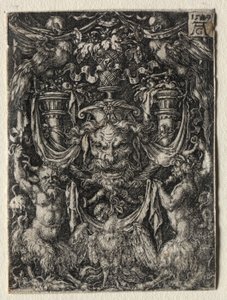 Ornamentontwerp met een Masker en een Adelaar tussen Twee Faunen Beneden, 1509