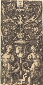 Ornament met Vaas en Twee Vrouwelijke Figuren door Heinrich Aldegrever