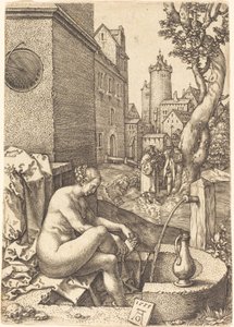 Susanna verrast door de twee ouderlingen, 1555 door Heinrich Aldegrever