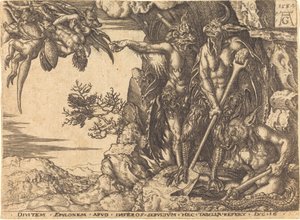 De rijke man die door de duivel wordt meegenomen door Heinrich Aldegrever