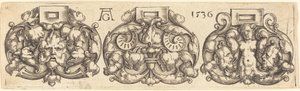 Drie gespen van gordels naast elkaar, 1536