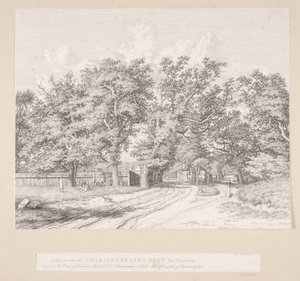 De ingang van Charlottenlund Bos vanaf de zeezijde door Heinrich Buntzen