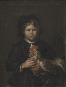 Een boerenjongen met een haan door Heinrich Dittmers