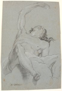 Naakte man, gezien "de sotto in su". Studie voor figuur in plafondschildering