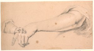 Studie: een vrouwenarm waarop een kinderhand rust door Heinrich Dittmers