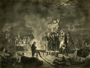 Napoleons bivak op het slagveld van Wagram tijdens de nacht van 5-6 juli 1809, 1921 door Heinrich Guttenberg