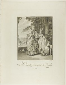 Rendez-vous voor Marly, uit Monument du Costume Physique et Moral de la fin du Dix-huitième siècle door Heinrich Guttenberg