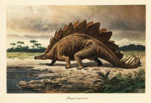 Stegosaurus armatus uit het Laat-Jura door Heinrich Harder