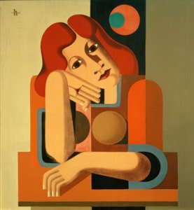 Melancholisch meisje door Heinrich Hoerle