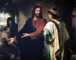 Jezus en de rijke jonge man door Heinrich Karl Hofmann