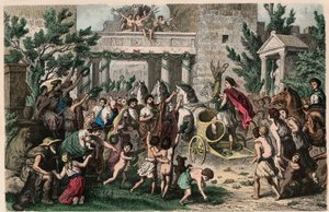 Oud Griekenland: Verwelkoming van de olympisch kampioen in zijn geboorteplaats, 1866