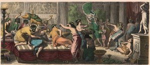 Oude Rome: Een banket met een optreden van gladiatoren door Heinrich Leutemann