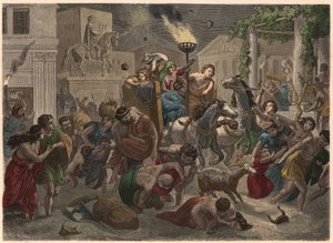 Oude Rome: Uitbarsting van de Vesuvius, 79 na Christus door Heinrich Leutemann