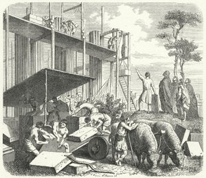 Bouw van een tempel op de Aventijnse heuvel, Rome door Heinrich Leutemann