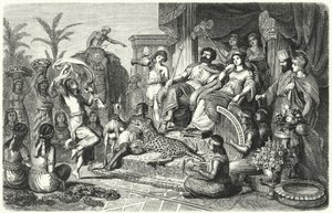 Hofscène uit een van de Hellenistische koninkrijken die het rijk van Alexander de Grote werd verdeeld na zijn dood (gravure) door Heinrich Leutemann