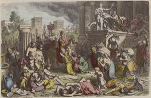 Romeinse soldaten plunderen een veroverde stad door Heinrich Leutemann