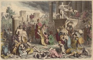 Romeinse soldaten plunderen een veroverde stad door Heinrich Leutemann
