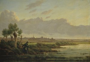 Op de Alster bij Winterhude, 1834 door Heinrich Stuhlmann