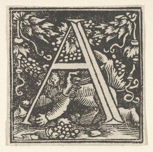 Initiaal letter A met putto door Heinrich Vogtherr