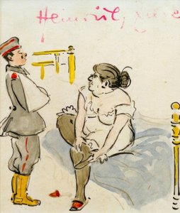 Gewonde soldaat en prostituee door Heinrich Zille