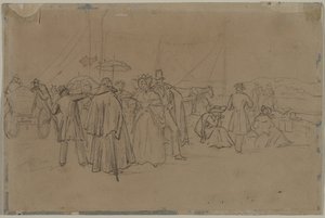 Passagiers voor Rijnstoomboot (recto) door Heinrich von Mayr