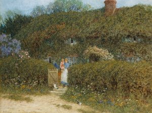 Een Cottage in Freshwater, Isle of Wight door Helen Allingham