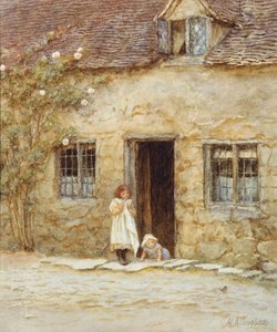 Bij de Deur van het Huisje door Helen Allingham