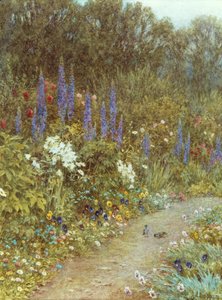 Tuin rond haar huisje door Helen Allingham