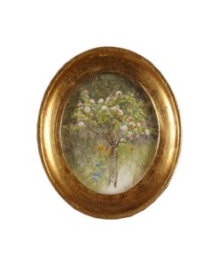 Rozenstruik en irissen door Helen Allingham