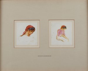 Studie van een meisje met een rode hoofddoek door Helen Allingham