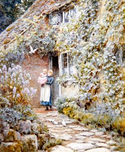 Vine Cottage door Helen Allingham