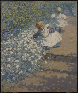 Bloemen plukken, c.1912 door Helen Galloway McNicholl