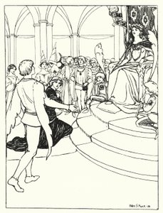 De Jongeling aan het Hof van de Feeënkoningin (gravure) door Helen S. Kuck