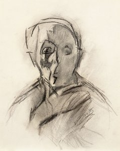 Zelfportret van de kunstenaar met gesloten ogen