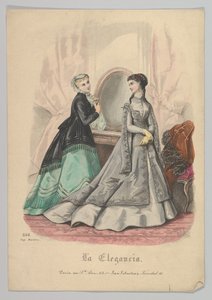 Twee Vrouwen met een Spiegel, No. 868, uit La Elegancia San Sebastian door Heloise Leloir
