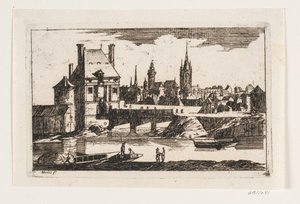 Een stad bij een rivier door Helt